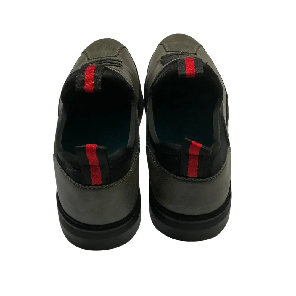 Men's Casual Slip-on Sneakers Size 7.5 Grey Faux-Leather Memory Foam Support